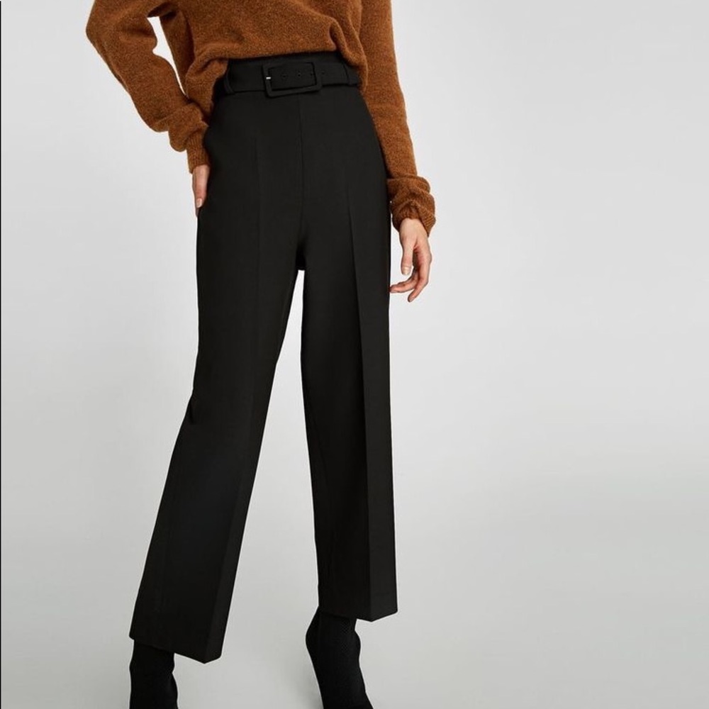 ZARA straight wide black trousers